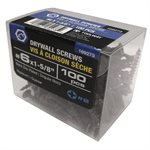 100PK Drywall Screws Black Zinc #6 x 1-5 / 8in