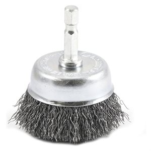 Crimped Wire Cup Brush 3in Shank 1 / 4in
