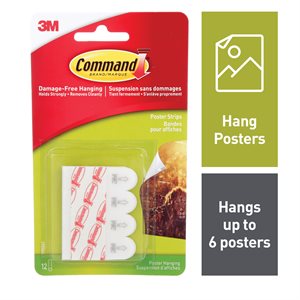Command™ Poster Hanging Strips Small White 12Pk