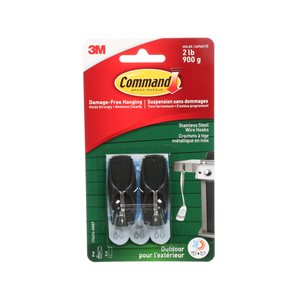 Command™ Outdoor Wire Hook Medium Stainless Steel 2lb 2Pk