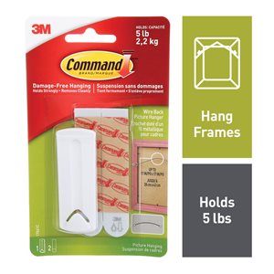 Command™ Wireback Picture Hanger Large White 5Lb