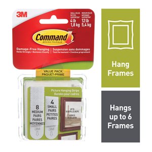 Command™ Picture Hanging Strips Small / Medium White 24Pk